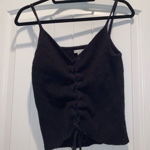 Black tie up tank top